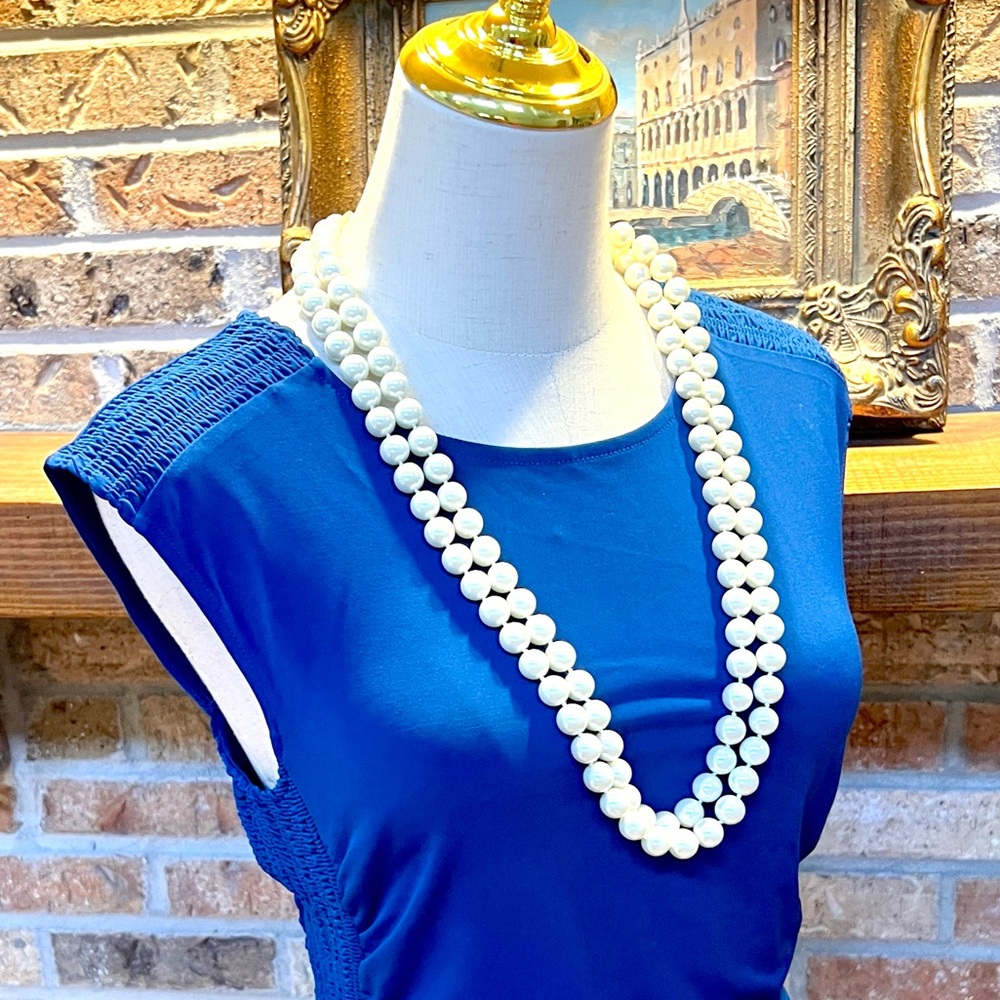 Moda International,Blue Ruched Stretch Dress Sleeveless Bodycon Cocktail,Size M - Picture 3 of 8